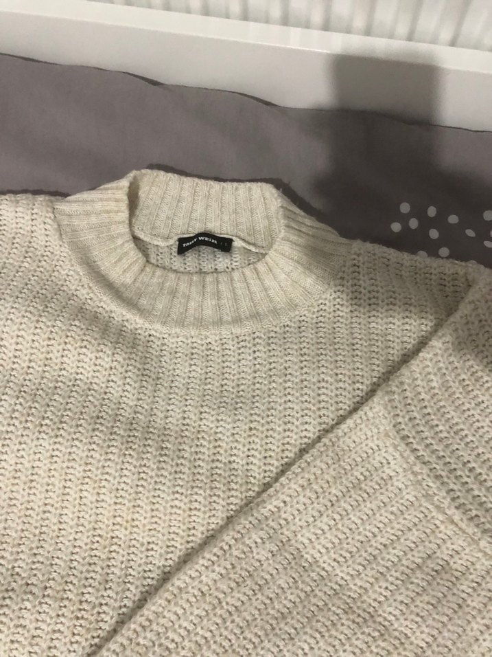 Gri Örgü Kadın Triko Kazak - Görsel 4