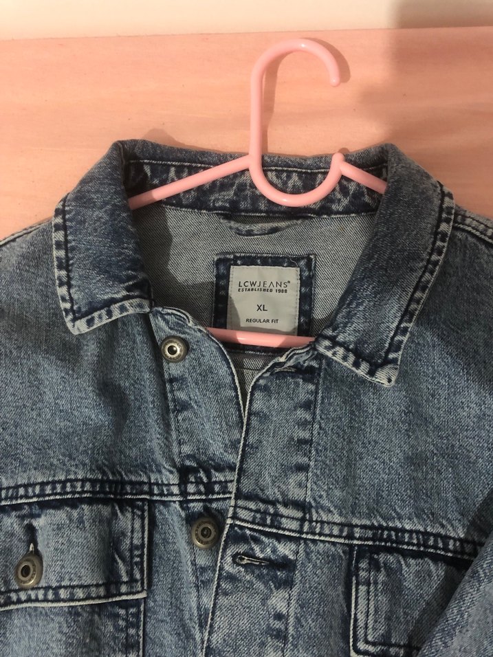 Gri Düğmeli Salaş Kot Ceket - Görsel 2