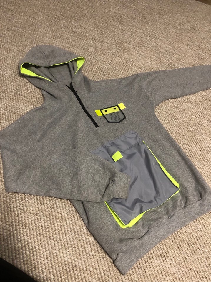 Erkek Gri Kapüşonlu Fermuarlı takım Sweatshirt - Görsel 2