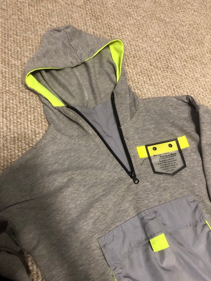 Erkek Gri Kapüşonlu Fermuarlı takım Sweatshirt - Görsel 3