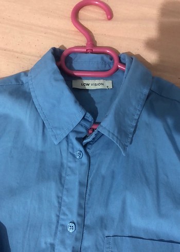 LCW Mavi Keten Kadın Gömlek, Uzun Kollu, Düğmeli - Görsel 2