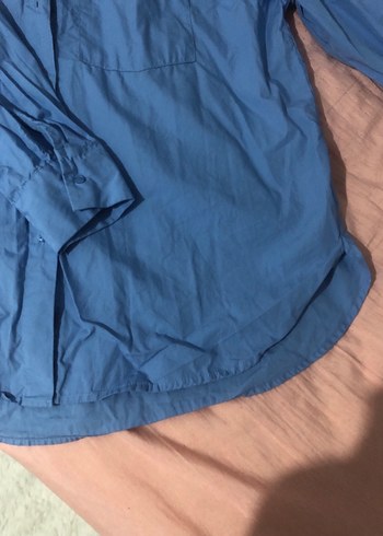 LCW Mavi Keten Kadın Gömlek, Uzun Kollu, Düğmeli - Görsel 4