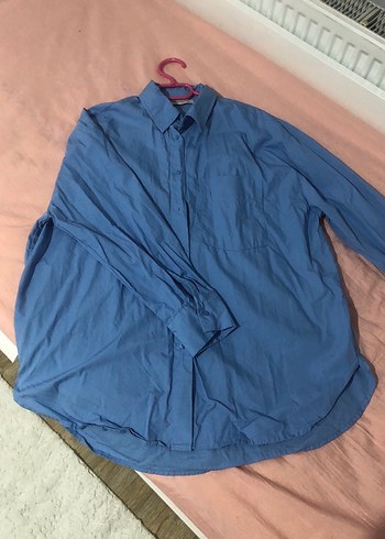 LCW Mavi Keten Kadın Gömlek, Uzun Kollu, Düğmeli - Görsel 3