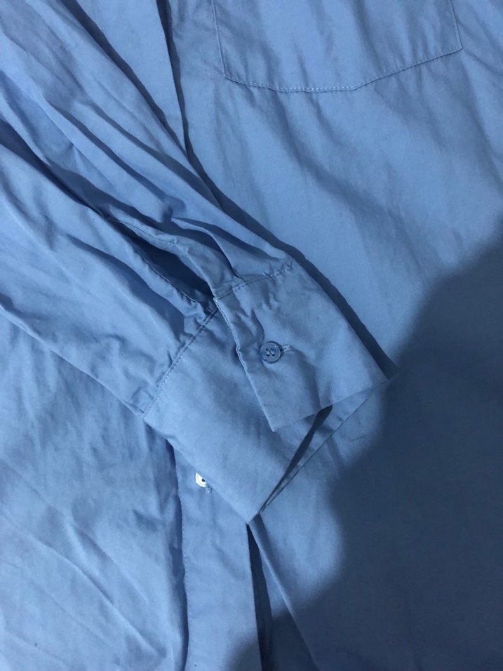 LCW Mavi Keten Kadın Gömlek, Uzun Kollu, Düğmeli - Görsel 5