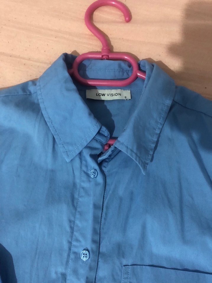 LCW Mavi Keten Kadın Gömlek, Uzun Kollu, Düğmeli - Görsel 2