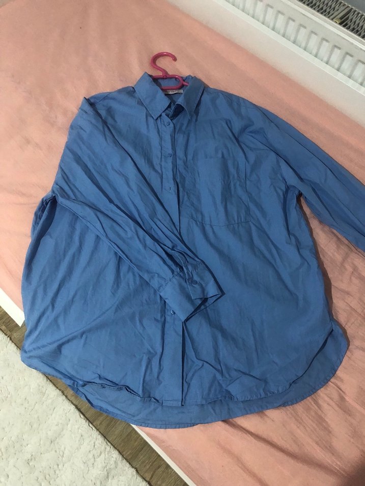 LCW Mavi Keten Kadın Gömlek, Uzun Kollu, Düğmeli - Görsel 3