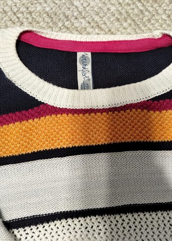 Çizgili Örgü Kadın Sweatshirt - Görsel 4