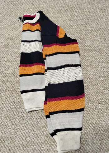 Çizgili Örgü Kadın Sweatshirt - Görsel 2