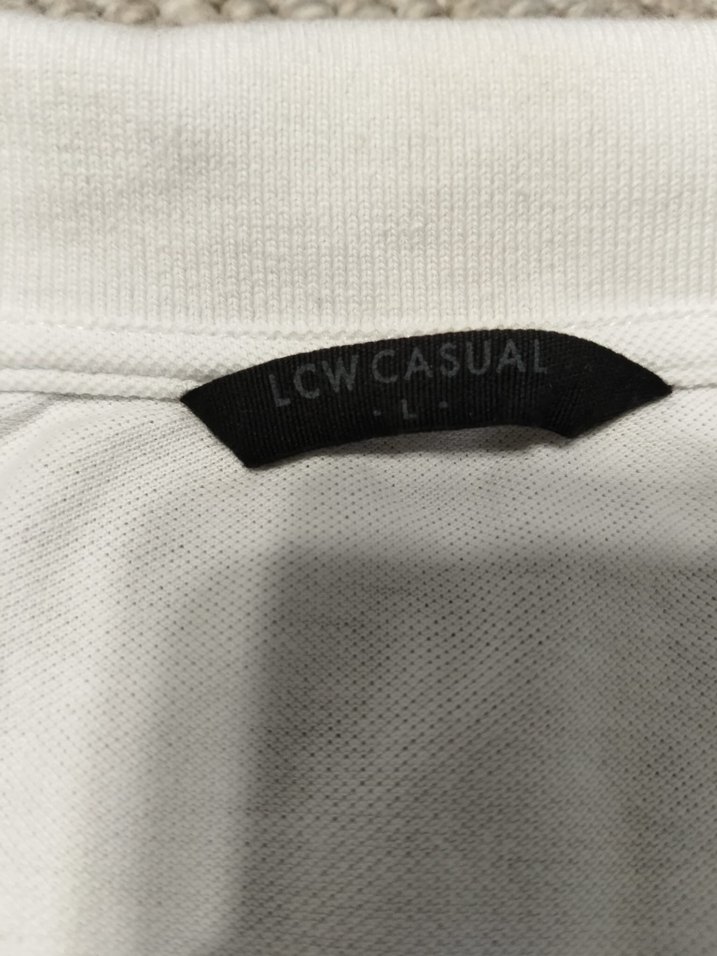 LCW Beyaz Pamuklu Erkek Polo Tişört - Görsel 3