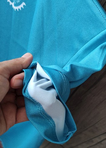 l Beden mavi Renk Erkek Mavi Baskılı Bisikletçi Tişört