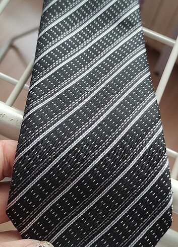  Beden Siyah lacivert çizgili kravat