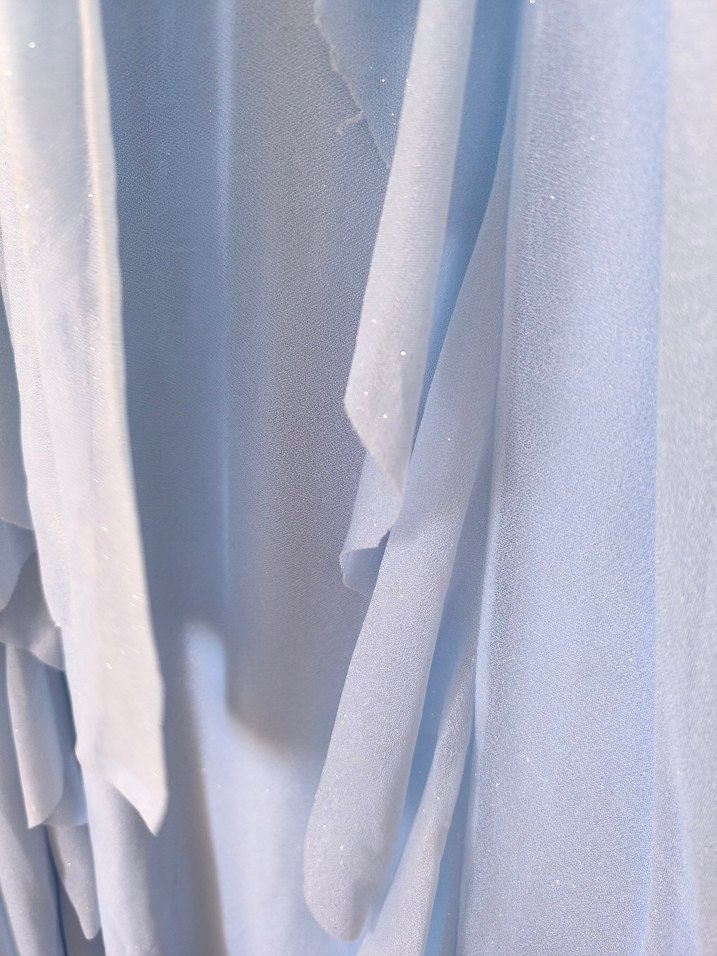 Mavi Uzun Kollu Drapeli Uzun Abiye - Görsel 4