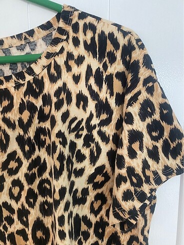 xl Beden camel Renk Leopar penye tshirt