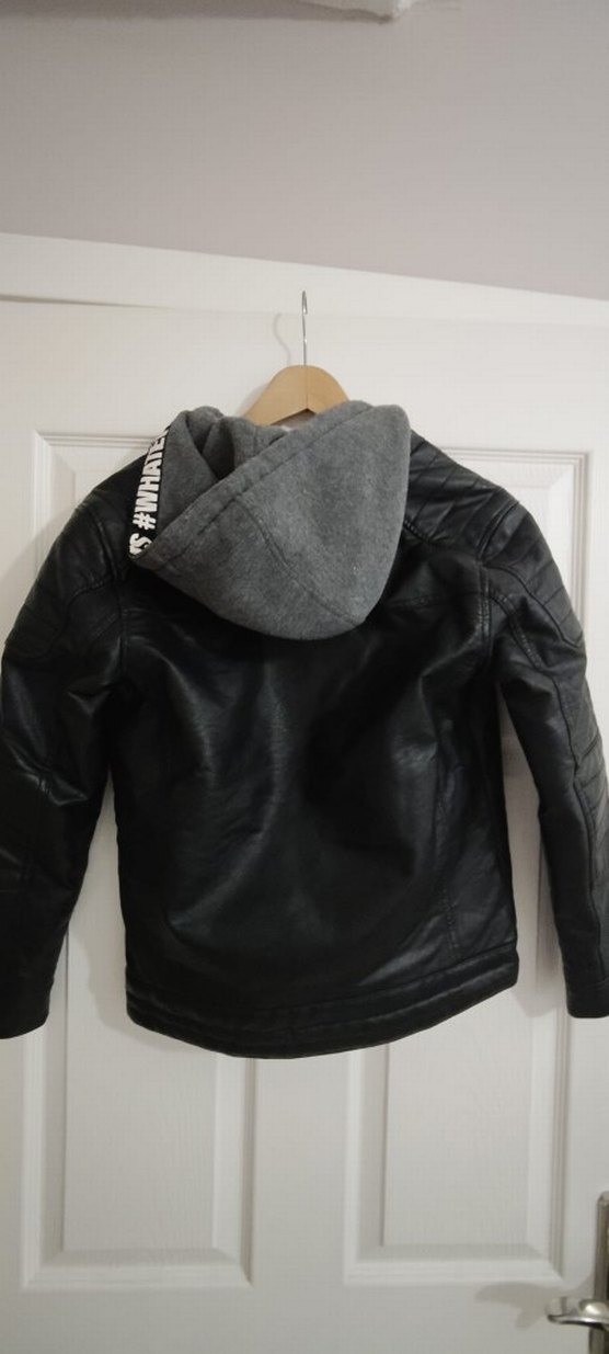 Erkek Çocuk Siyah Deri Biker Ceket - Görsel 2