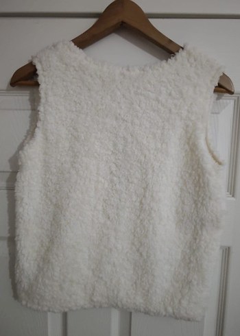 Beyaz Kürklü kız çocuk Yün Yelek - Görsel 2