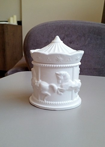 Beyaz Kapaklı Seramik Mumluk - Görsel 2