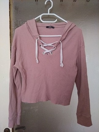 Pembe kapüşonlu sweat
