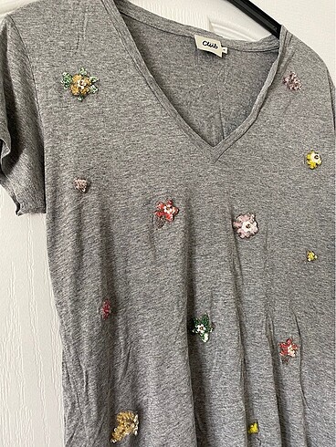 Zara gri çiçekli tişört / bluz