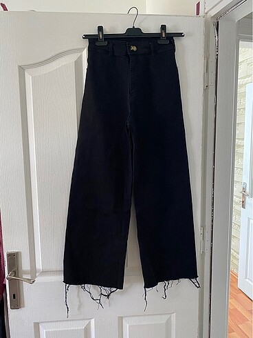 Zara Yüksek bel bol paça siyah kot pantolon