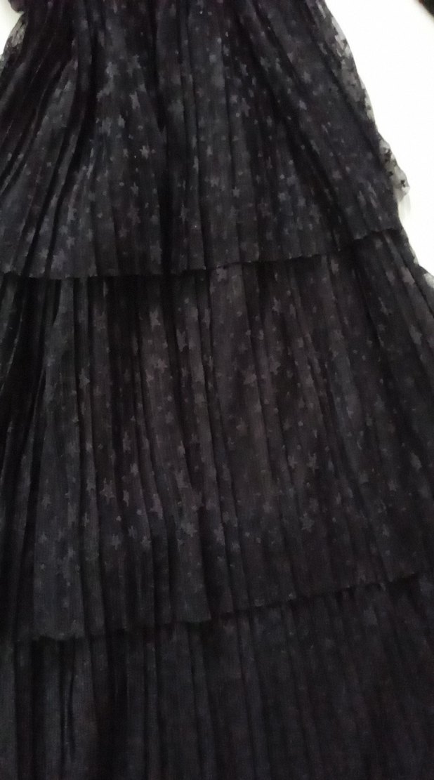 Siyah Uzun Katmanlı Gotik Elbise - Görsel 2