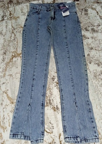 Gri Mavi Bağlama Desenli Regular Fit cocuk Kot Pantolon