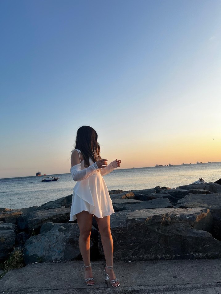 Beyaz Midi Mezuniyet Elbisesi - Görsel 5