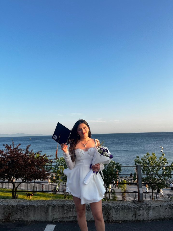 Beyaz Midi Mezuniyet Elbisesi - Görsel 4