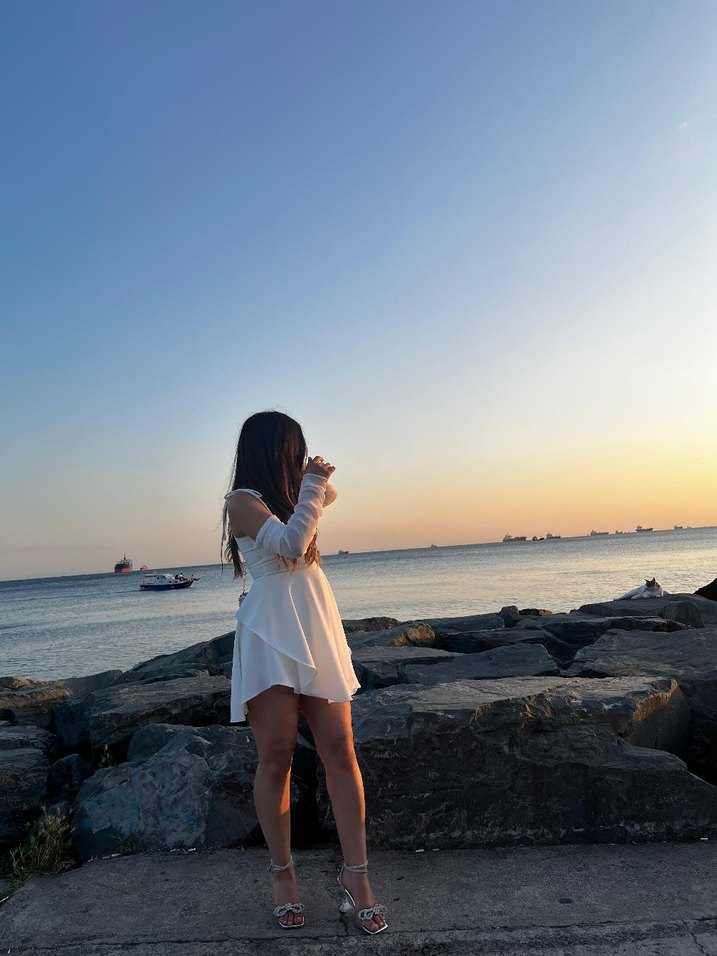 Beyaz Midi Mezuniyet Elbisesi - Görsel 2