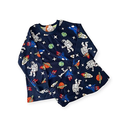 Uzay Lacivert Pijama 100% Pamuk