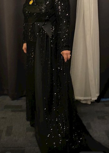 Siyah Uzun Kollu Gotik Kadın Abiye Elbise