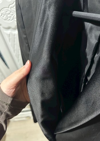 Siyah Notch Yaka Düğmeli Tuxedo Ceket - Görsel 3