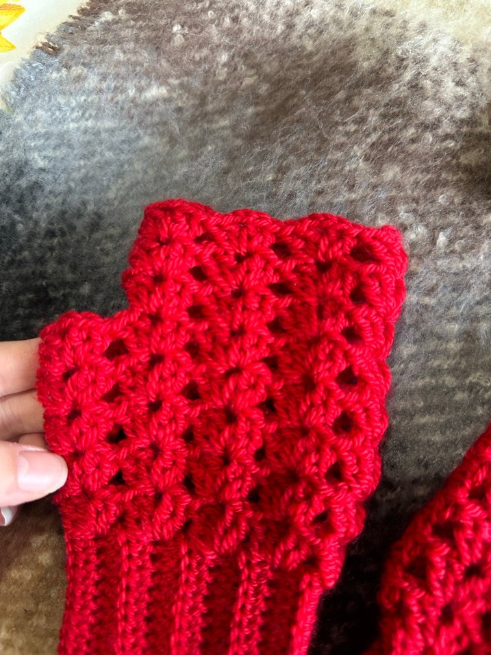 Kırmızı Bohem Örgü Kadın Eldiveni - Görsel 2