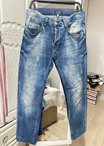 Armani Mavi Dugmeli Erkek Denim Pantolon