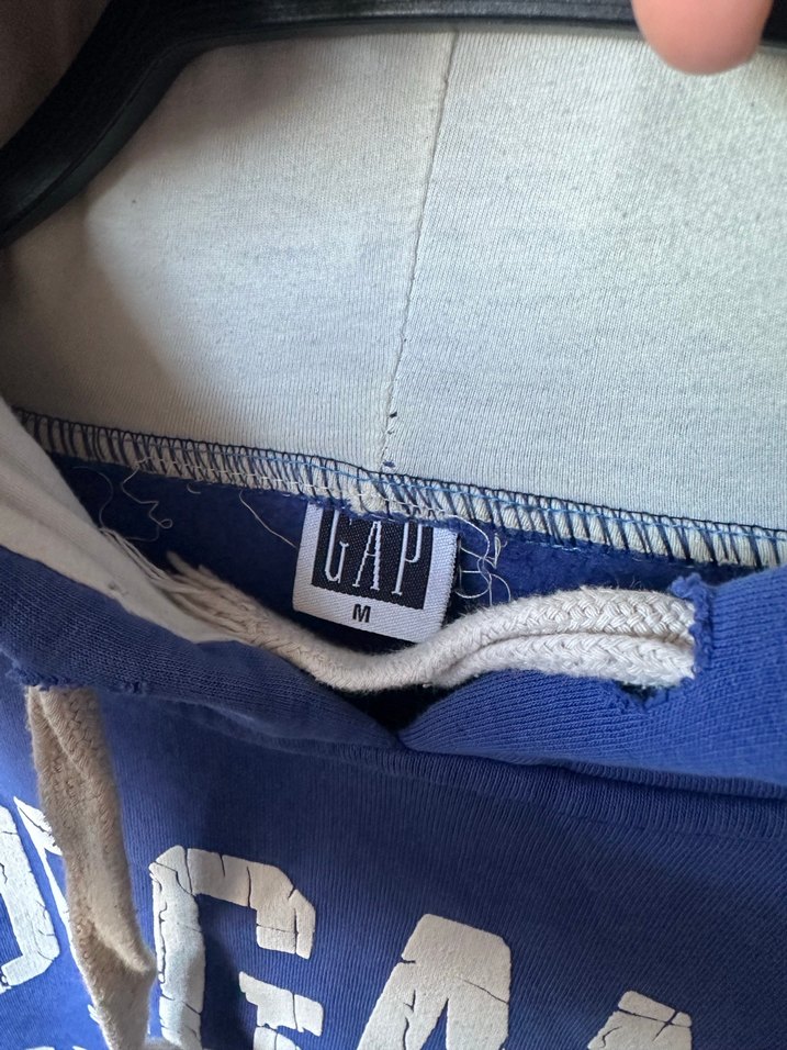 Mavi Kapüşonlu Organik Baskılı Sweatshirt - Görsel 2