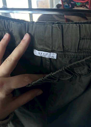 Haki Keten Bol Kesim  Kadın Pantolon - Görsel 2