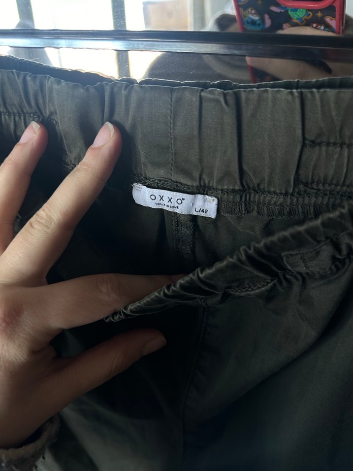 Haki Keten Bol Kesim  Kadın Pantolon - Görsel 2