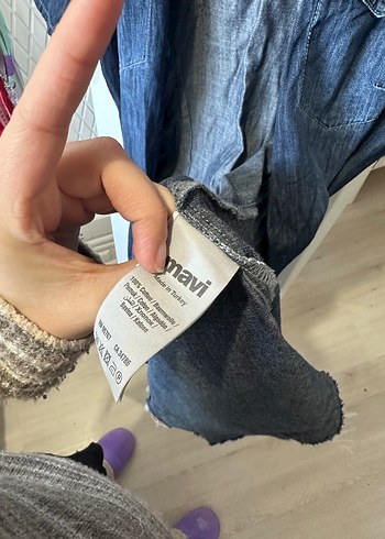 Düğmeli Lacivert Denim elbise - Görsel 4