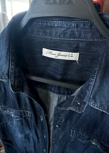Düğmeli Lacivert Denim elbise - Görsel 2