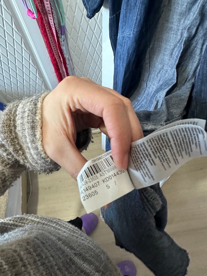 Düğmeli Lacivert Denim elbise - Görsel 3