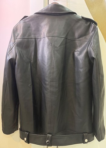 Kadın Siyah Deri Biker Ceket - Görsel 2