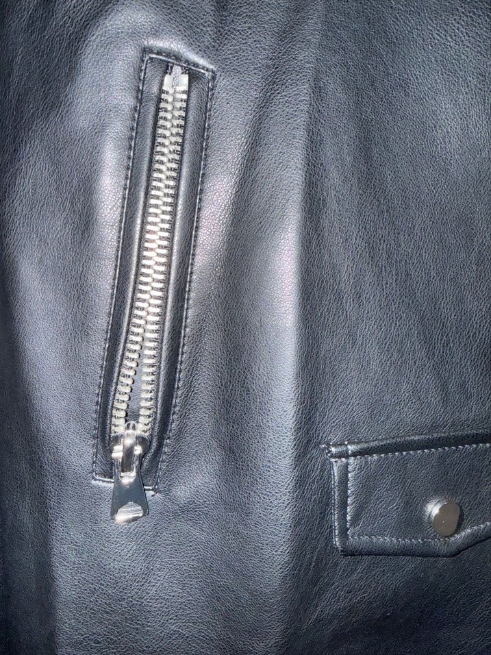 Kadın Siyah Deri Biker Ceket - Görsel 4