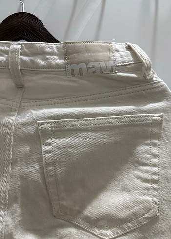 Beyaz Midi Boy Kadın Jean Pantolon - Görsel 4