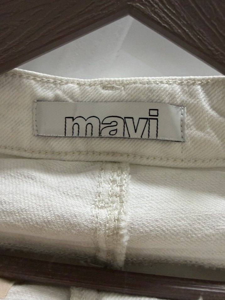 Beyaz Midi Boy Kadın Jean Pantolon - Görsel 2