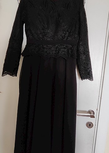 Uzun Kollu Siyah şik  Abiye Elbise düğünde veya günlük giyileblr - Görsel 2