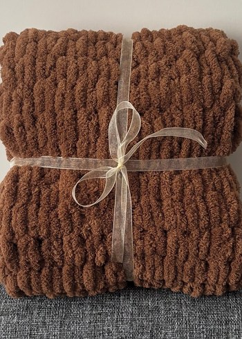 Kahverengi Örgü Çocuk büyük atkı - Görsel 2