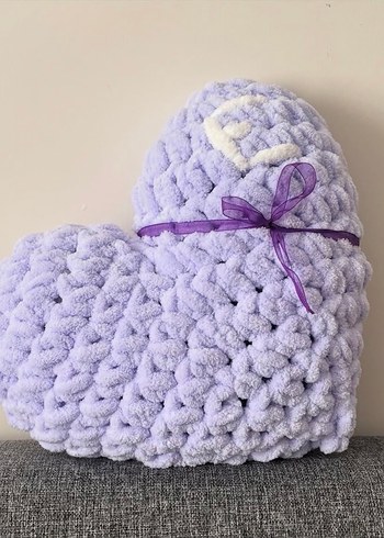 Nakışlı Pembe Örgü Çocuk Yastığı - Görsel 4