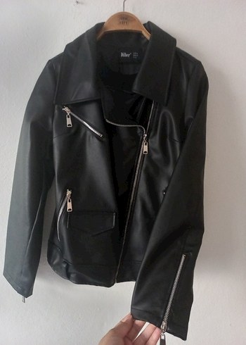 Diğer Siyah Deri Biker Ceket