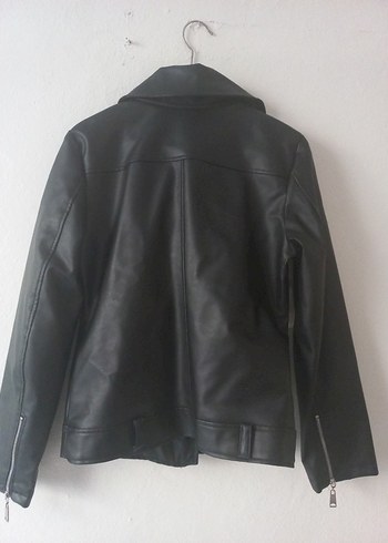 38 Beden Siyah Deri Biker Ceket