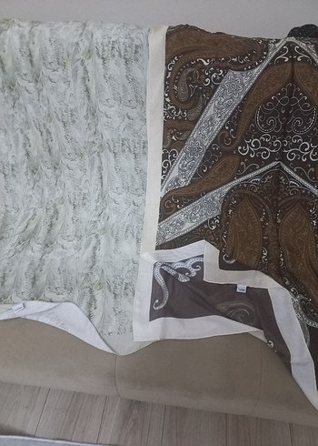 yesil ve kahve desenli iki adet bohem Kadın Şal - Görsel 10