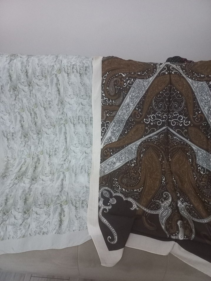 yesil ve kahve desenli iki adet bohem Kadın Şal - Görsel 2